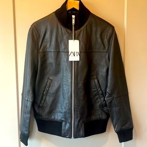 ZARA NWT Lambskin Bomber Jacket